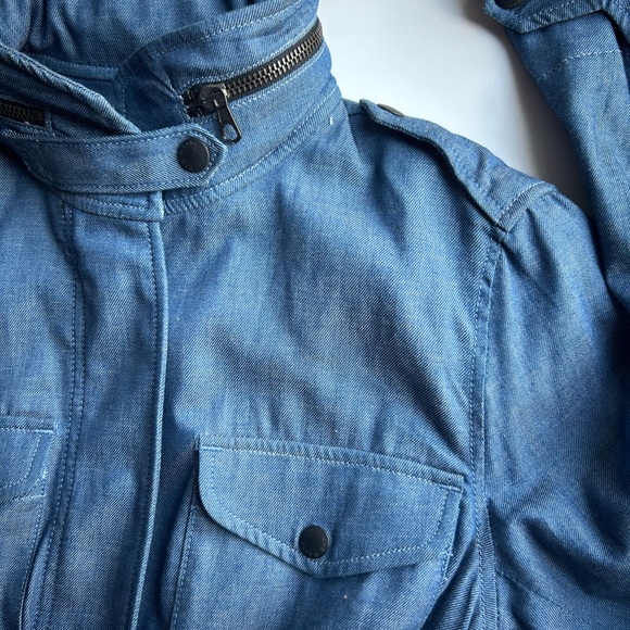 Rag and Bone Blue Denim Hooded Jacket - Picture 3 of 6
